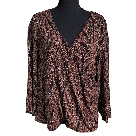 Helene Blake Black Gold Metallic Sparkly Top Size 2X - Picture 1 of 17